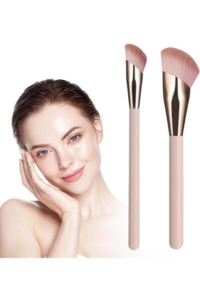 ASKIND قطعتان من فرش التجميل، فرشاة كريم الأساس، فرشاة الكونسيلر، فرشاة الكون...