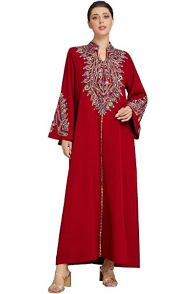 GENERAL عباءة نسائية كبيرة الحجم على الطراز التركي مع تطريز ثلاثي الأبعاد - ف...