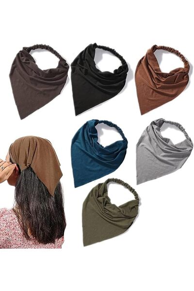 KASTWAVE Hair Scarf Headband for Women, 6 Pack Boho Triangle Kerchief with Cl...