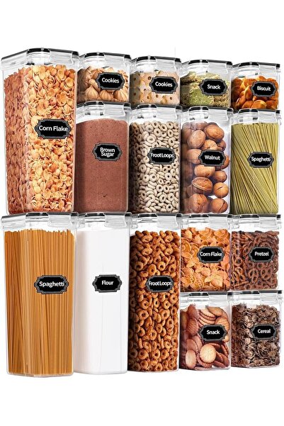 LBMT 16pcs Airtight Food Storage Containers Set with Lid, BPA Free Plastic Dr...