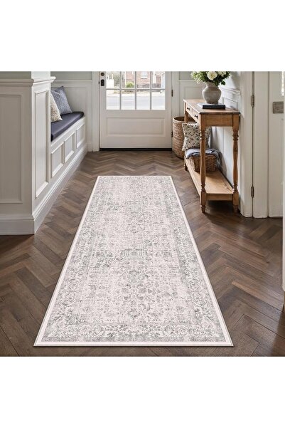 GENERAL PureCozy Vintage Runner Rug 60x180cm Beige Washble Anti Slip Bedroom ...