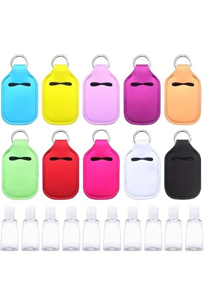 GENERAL 20 Pcs Empty Travel Size Bottles with Keychain Holder Set, 10 Pcs Cle...