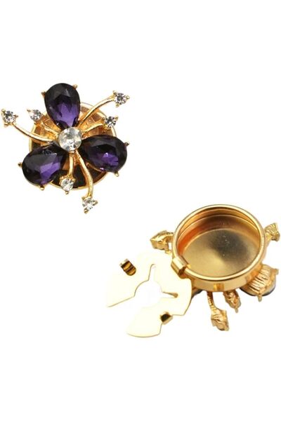 GENERAL 4 Pieces Rhinestone Shirt Button Covers Decorative Flower Cufflinks S...
