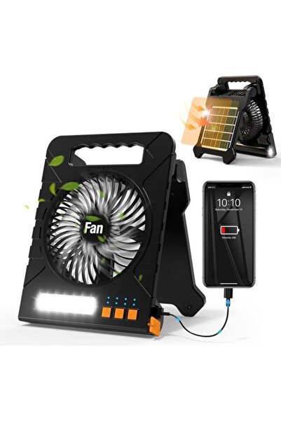 Morvena Picks Ventilator solar de camping - ventilator de masă - baterie de 4...