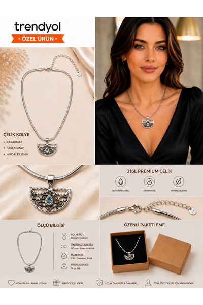 316 L çelik Italian Chain Piremium Zircon Stone Steel Necklace