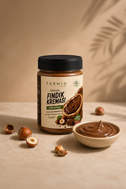 FARMİO Şekersiz Kakaolu Fındık Kreması %80 Fındık - 320 gr - Hurma ile Tatlandırılmıştır
