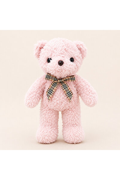 Toybox Pink Teddy Bear Plush Stuffed Animal with Plaid Bow