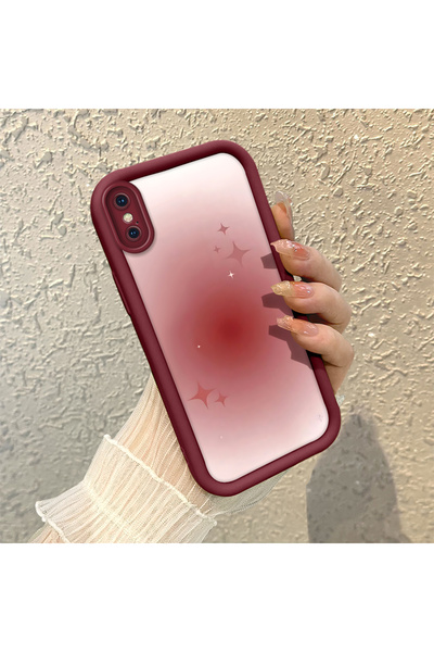CHICASELUX حافظة سيليكون متوافقة مع iPhone X/XS، لون بورجوندي متدرج مع نمط نج...