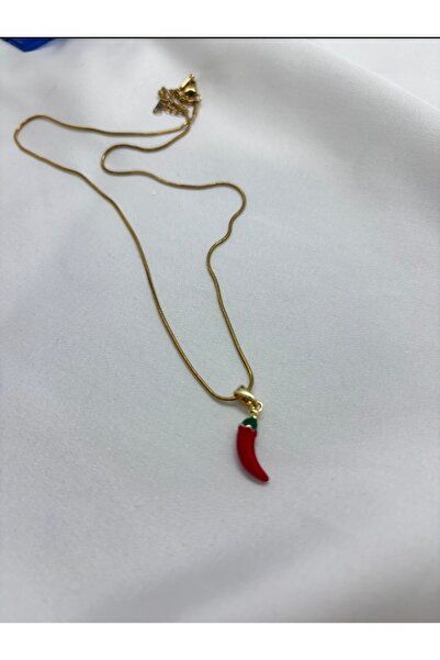 MODA Red Pepper Figured Steel Necklace – Elegant Minimal Design