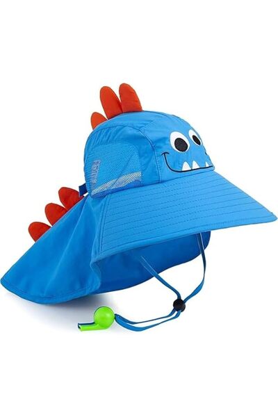 Bukela Cartoon Dinosaur Kids Neck Flap Sun Hat with Whistle Chin Strap, UPF50...
