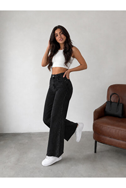 KENE JEANS Black Cropped High Waist Tube Leg Denim Jeans Pants