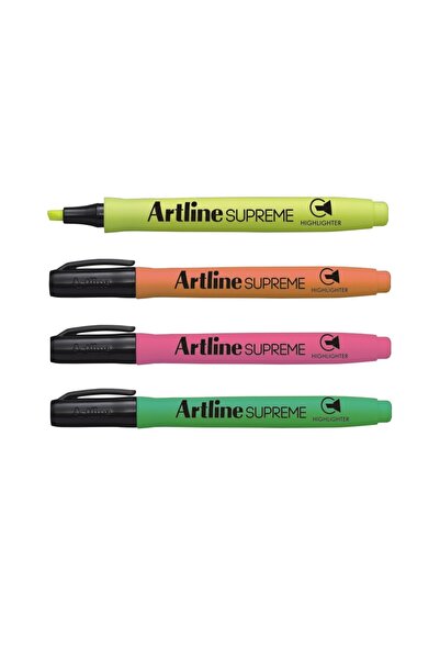artline Textmarker Supreme, Varf Tesit 1.0-4.0Mm, 4 Culori/Set - Galben, Port...