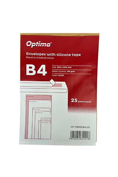 Optima Plic B4 (353X250Mm), Lipire Siliconica, 25 Buc/Set, - Kraft Plicuri Op...