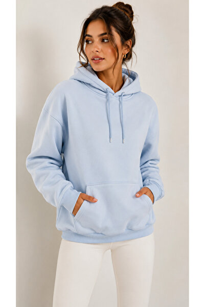 Feyece Kadın/Unısex Kapüşonlu Kanguru Cepli Regular Fit Sweatshirt