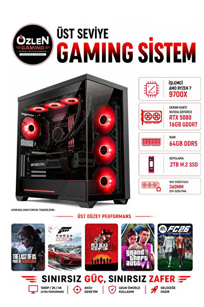 ÖZLEN XXL32 RYZEN 7 9700X RTX 5080 16GB 64GB DDR5 RAM 2TB M.2 SSD Üst Seviye ...