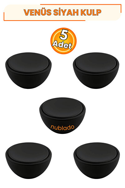 NUBLADO Mâner tip buton din polimer concav Venus, 5 bucăți, negru mat, 40 mm,...