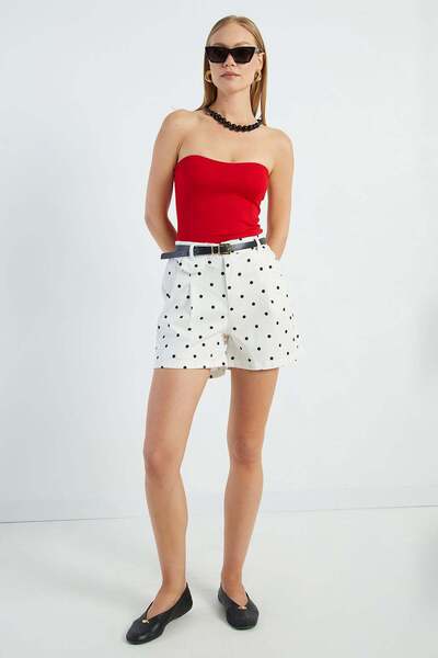 Fulla Moda Polka Dot Shorts with Belted Waist