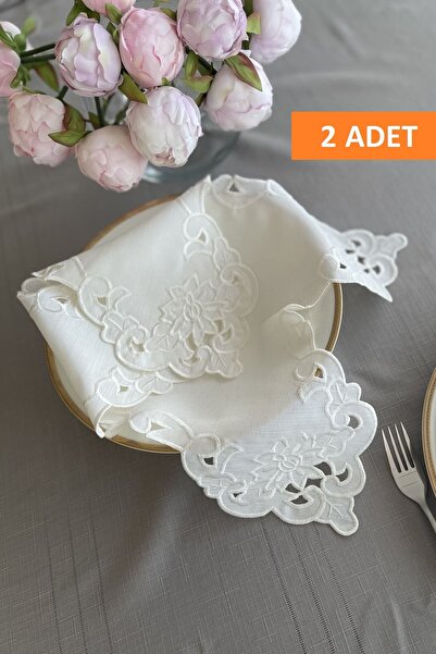 QBR Home 2'li Set Delikişi Ekmek Örtüsü. Güllü Model