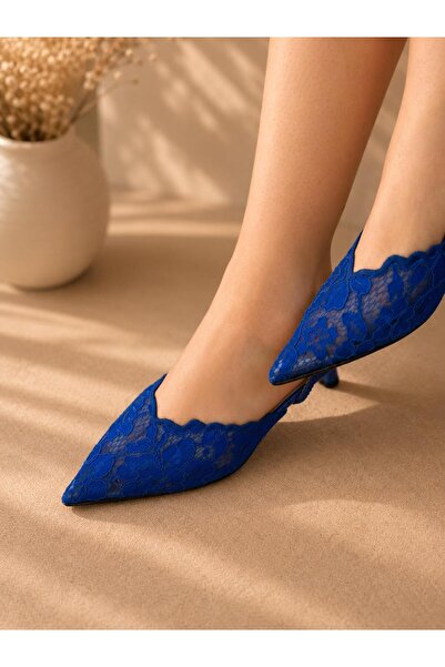 BERFONA Cansy Saks Lace 5 cm Heel Elastic Heel Shoes
