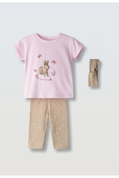 Evita Σετ κάπρι 3 τμχ βρεφικό κορίτσι "Little bunny" ροζ
