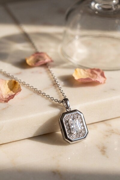 TakÇalıştır 316L Steel Chain Silver Color Square Form Necklace