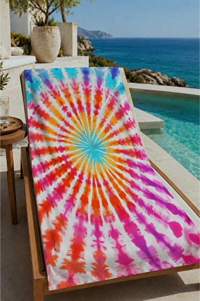 Evmila Šareni spiralni peškir za plažu sa uzorkom tie dye 70x150 - digitalno ...