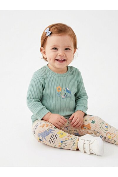 Kids Kingdom Cotton Colorful Nature Patterned Baby Girl Tights 2-Piece Set