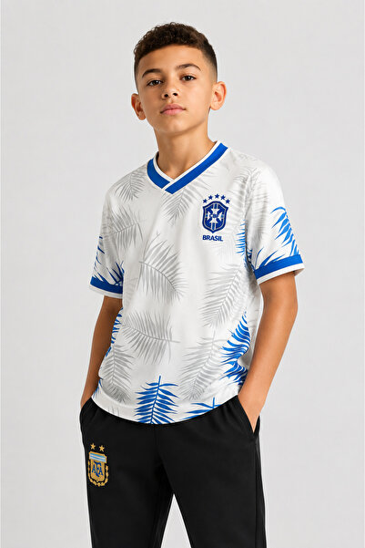 Generic Brand OEM Tricou copii Brazilia Bruma Folha Limited alb albastru 116 ...
