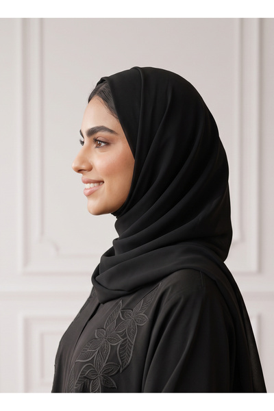 Nukhbaa Elegant Tone-on-Tone Floral Black Abaya | Nida Fabtic
