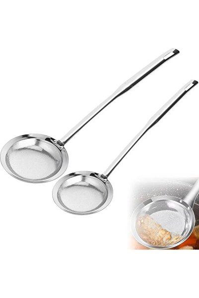 STARSTAR Sieve/oil scoop 2pc silver stainless, for frying/soup.