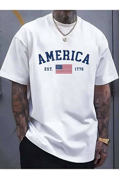 23ERVA American Flag USA United States America US 4th Of July T-Shirt Print R...