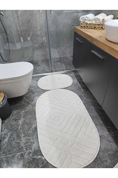 YTR HOME Washable Plush Non-Slip Dot Base Soft Patterned Bath Mat Set of 2 60...
