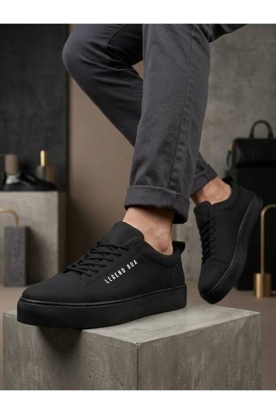 MehLey Mhly104 Lace-Up Black Stitched High Comfort Sole Casual Men's Shoes