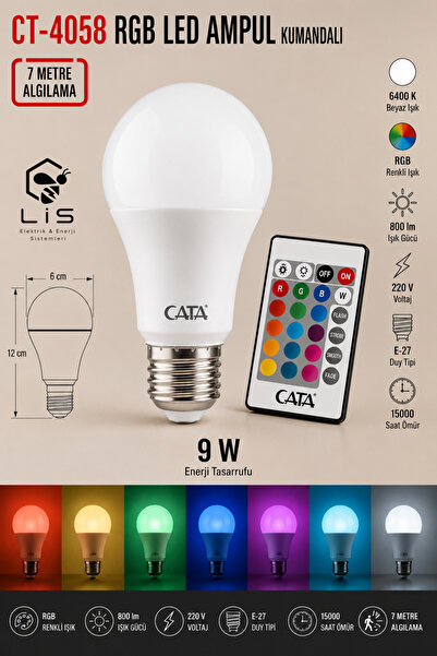 Cata CT-4058 9W Uzaktan Kumandalı Ampül