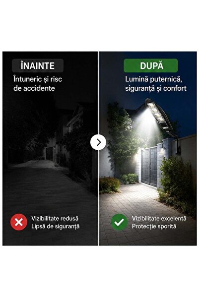 OEM Lampă solară stradală 1200W, 55 cm, cu telecomandă - Set 3 buc