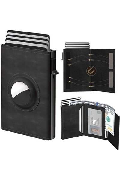 STARSTAR Metal RFID card holder genuine leather unisex wallet.