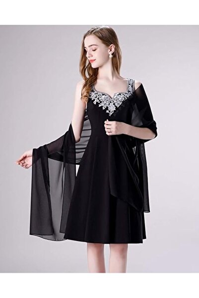 STARSTAR Women's soft chiffon scarf black wedding/everyday.