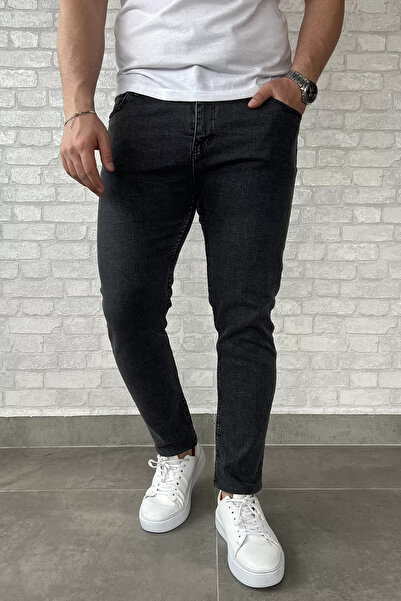 GÜLSELİ Anthracite Zippered Men's Slim Fit Jean Jeans