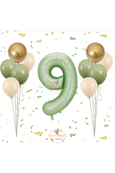 BEST PARTİ Best Water Green Number Balloon Set Age-9