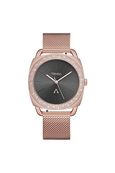 TRNDA Women's Rose Gold Stainless Steel Watch, Black Dial | Trn-35.8-Rg