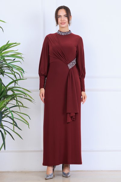 ELBENMODA Melisa Taş Ve Sarkaç Detaylı Abiye Elbise
