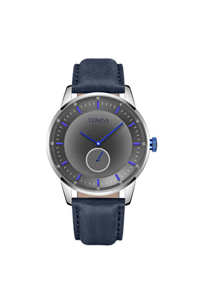 TRNDA Men's Stainless Steel Watch, Blue Leather Band | Trn-M43s