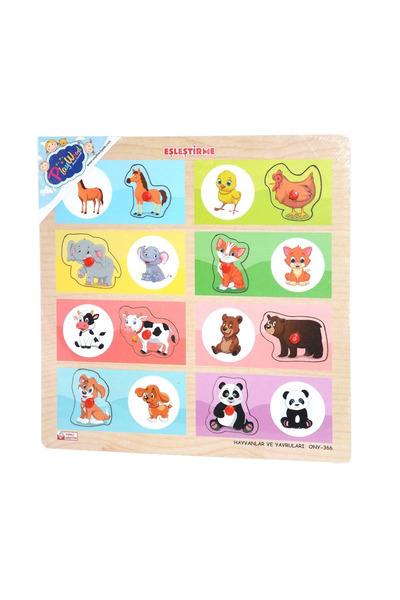 SORA GROUP Ony-366-367 Wooden Holder Matching -Animals and Their Cubs