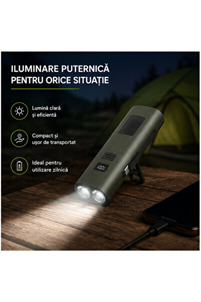 OEM Far Reîncărcabil Bicicletă cu Powerbank 3000mAh USB-C