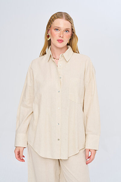 Orfeo Negro Women's Single Pocket Relaxed Fit Solid Color Shirt