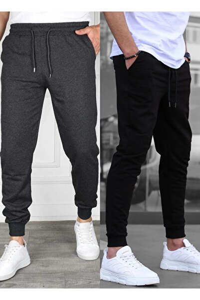 TORUK MAKTO Set of 2 Unisex Ribbed Leg Sweatpants Jogger Comfortable Fit Dail...