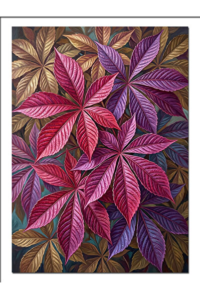 Artmeg Frunze roz violet model botanic pânză decorativă - tablou din lemn MDF