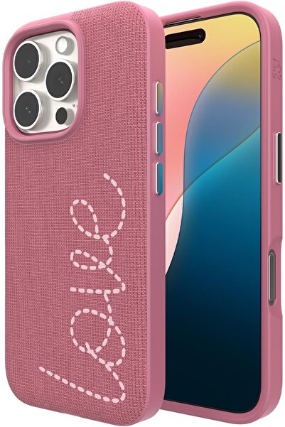 Zagg London Snap Case for iPhone 16 Pro - Love Embroidered Fabric, MagSafe Co...
