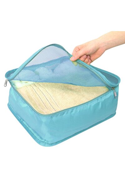 BAMI NETWORK Husa de calatorie depozitare haine poliester turcoaz 40x30x12cm