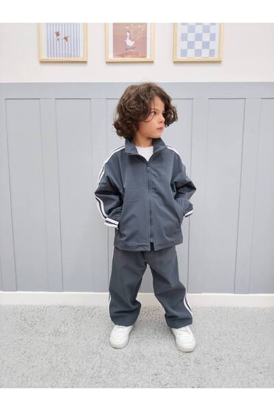 Noble Kids&Boutique Çocuk %100 Pamuk Kompakt Penye Paraşüt Kumaş Fermuarlı Eş...